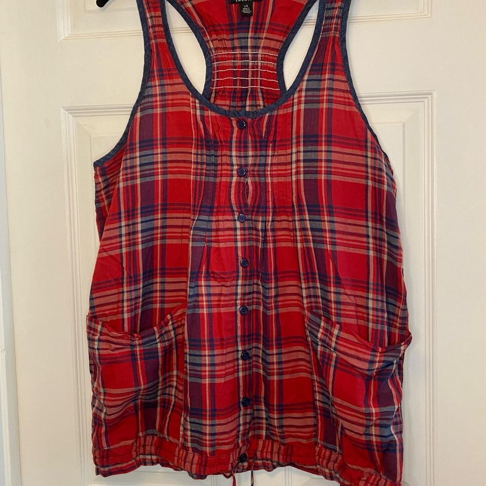 Flannel tank with drawstring bottom racerback from Forever21